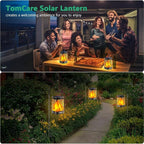 TomCare Solar Lanterns Outdoor Upgraded Flickering Flame Waterproof Hanging Lanterns Decorative Solar Powered LED Lights for Garden Patio Deck Yard, 2 Pack