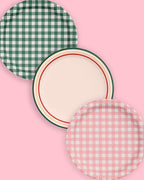 xo, Fetti Camp Gingham Paper Plates - 24 pk, 9" | Bachelorette Decorations, Camp Bride, Getting Lit + Getting Hitched, Gingham Birthday Party, Glamping Baby Shower Supplies, Cool Cake Plates