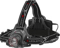 Ledlenser H14R.2 Rechargeable LED Headlamp - Black, 4400mAh Li-ion, IPX4-1000LM Boost & 300M Beam for Bright Headlamp Use - Hard Hat Flashlight Mount Cable - Rear Red Light & Battery Indicator