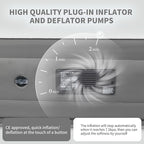 Naturehike Pongee Fabric Queen Air Mattress with Self-Stop High-Speed Built in Pump, 15.8" Thicken Deluxe Blow Up Mattress Waterproof, 2-Min Fast Inflatable Airbed for Home, Camping, Guests, Travel
