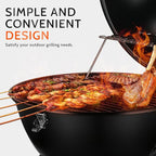 14-Inch Portable Barbecue Grill,Outdoor Small Grill with Dual Venting System and Warming Rack for Picnic, Camping, Backyard,Black