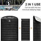 Double Sleeping Bag for Adults Cold Weather Queen Size 2 Person Waterproof Sleeping Bag, Perfect for Couples Family Camping or RV Traveling & Bedding