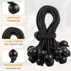 100PCS 6inch Ball Bungee Cords, Heavy Duty Bungee Cords with Balls for Shelter Camping Cargo Tent Poles UV Resistant, Indoor & Outdoor Tarp Tie Downs for Organize and Secure