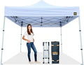 8x8 Heavy Duty Pop Up Canopy by Compact Shelter - Easy Setup, Commercial Grade Aluminum Frame, 42” Folded Frame Height, UPF 50+, Adjustable Portable Tent for Beach, Events, Camping, Roller Bag (White)