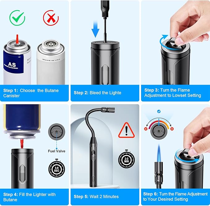 Torch Lighter Refillable Butane Lighter Long Flexible Neck Multipurpose Lighter for Candles Grill BBQ Fireplaces Kitchen Camping (No Prefilled)