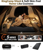 KingCamp PREMIUM DOUBLE Self Inflating Sleeping Pad with Air Pump, 7.5 R-Value Air & Foam Camping Mattress 2 Person, 3" Thick Full Size Double Insulated Sleeping Pad for Car Camp Tent, PVC Free, Black