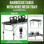 GARLLEN Folding Grill Table, 3 Adjustable Height Portable BBQ Table with Heat-Resistant Mesh Tabletop, Lightweight Aluminum Camping Tables for Outdoor, Grill, Picnic, 34.2" L x 15.7" W, Silver