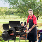 Outvita Outdoor BBQ Charcoal Grill, Portable Camping Grill for 6-10 People with Offset Smoker & Wheels for Patio Backyard Picnic
