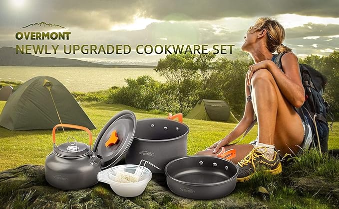 MDybf Small teapot Combo Set Pot Camping Combo Set Pot Tableware Portable Outdoor cookware Pot Hard softened Aluminum