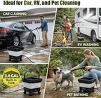Portable Cordless Pressure Washer with 3.4Gal Tank, 580PSI Max, 7-Level Adjustable Sprayer, 360° Nozzle, 23FT Hose, 20000mAh Battery, Foldable Design with Wheels for Car, Camping, Garden
