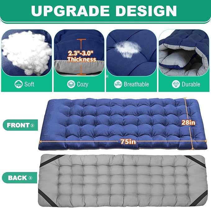 LILYPELLE Folding Camping Cot, Extra Wide Heavy Duty Sleeping Cots with Carry Bag, Double Layer Oxford Portable Travel Camp Cots for Home, Office Nap and Outdoor Beach