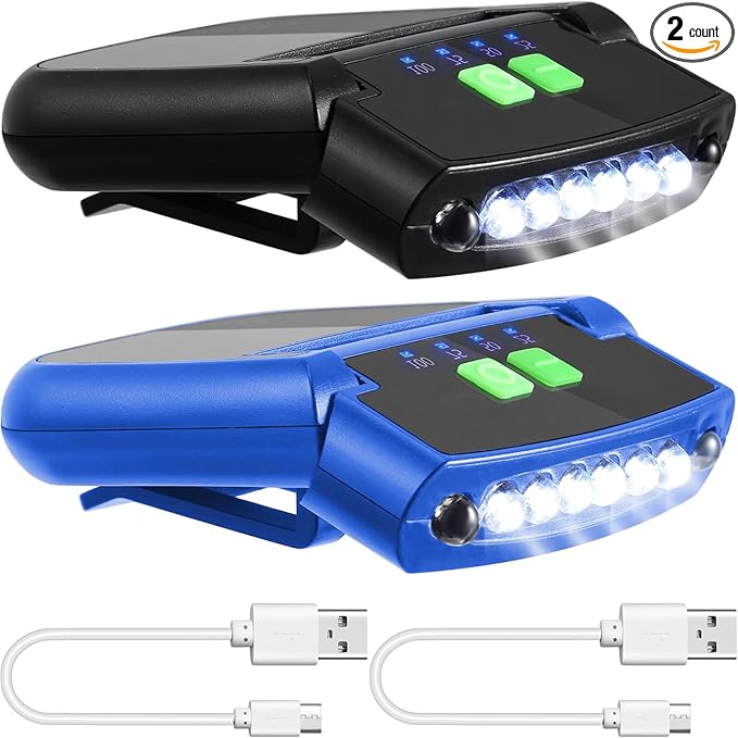 Mudder LED Clip on Cap Lights USB Rechargeable Cap Flashlight Clip Waterproof Ultra Bright Hat Flashlight Headlamp for Fishing Camping Hand Work