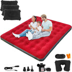 King Size Camping Air Mattress Bed with Air Pump,80"x 72"Thickened Portable Blow Up Inflatable Air Mattress,Travel Sleeping Bed Pad for Camping Home Hiking