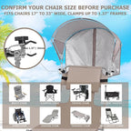 Universal Chair Umbrella Canopy, UPF 50+ Sun Shade with Adjustable Clamp, Fits Most Brands’ Beach, Camping, Lawn, Tanning, Zero Gravity, Lounge & Fishing Chairs, Patent Design
