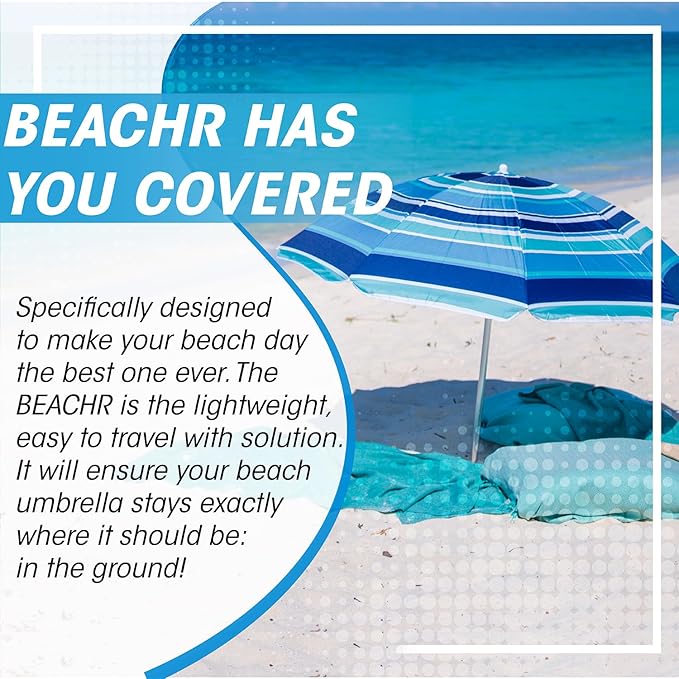 Beach Umbrella Sand Anchor - Heavy Duty Base with Spiral Screw for Strong Wind Resistance - Rust-Resistant and Fits Poles Under 1.5" Diameter - Universal Stand Holder - 9.5"x15"×3.5", White