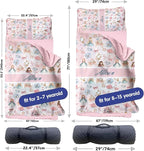 Personalized Toddler Nap Mat for Preschool, Custom Name Kids Sleeping Bag for Daycare, Kindergarten Roll Up Sleeping Mat with Removable Pillow and Soft Blanket, Fun Themes for Boys & Girls