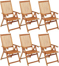 Folding Patio Chairs 6 pcs with Cushions Solid Acacia Wood Balcony Chairs Camping Chair Accent Chair Outdoor Chairs for Bedroom Dining Outdoor Patio