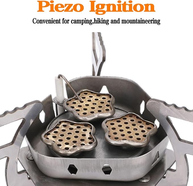 SVNVIOZ 5800 Camping Stove, Windproof Backpacking Stove with 3 Burner Cores, Piezo Ignition, Storage Box, 2 Types Fuel Canister Adapters, Camping Gear Portable Stove for Outdoor Camping Hiking Cooking