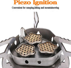 SVNVIOZ 5800 Camping Stove, Windproof Backpacking Stove with 3 Burner Cores, Piezo Ignition, Storage Box, 2 Types Fuel Canister Adapters, Camping Gear Portable Stove for Outdoor Camping Hiking Cooking