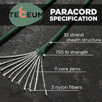 TECEUM 5/32" Paracord Rope 1000 – 1000ft / 200ft / 100ft / 50ft – Tactical Parachute Cord 4mm – 45+ Colors – Nylon String for Survival & Camping Gear – Stripe Cord for Survival – Utility Rope