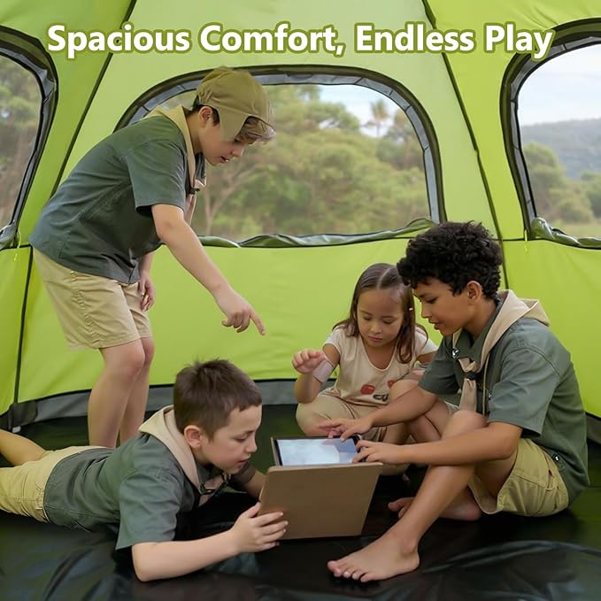 MOON LENCE Pop Up Camping Tent, 3-4 Person Portable Automatic Instant Tent Windproof for Camping, Hiking, Mountaineering