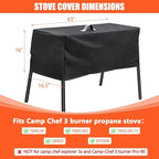 QuliMetal Patio Cover and Carry Bag for Camp Chef 3 Burner Stoves, Tundra Pro 16, SPG90B, PRO90, TB90LWG – Heavy Duty 600D Stove Cover and Bag for Camp Chef Pro 90X