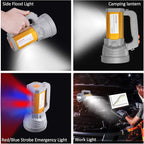 Multi Functions Led Flashlight High Lumens Rechargeable,Powerful Strong Metal Handheld Spotlight Super Bright Long Range 800yd/Large Battery/Side Lantern,High Powered Searchlight for Home