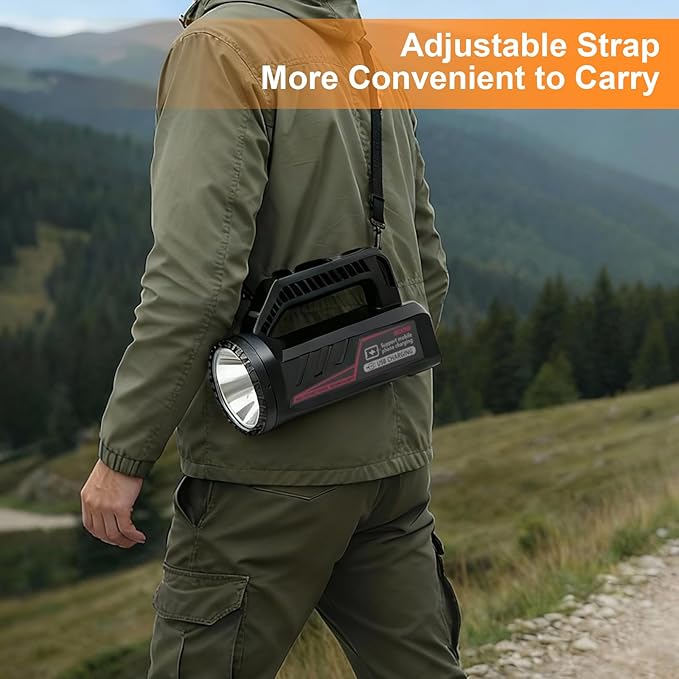 Rechargeable LED Spotlight Flashlight, Portable Camping Lantern 4800mAh, 7 Light Modes &Waterproof, Super Bright Handheld Spotlight for Hurricane Emergency, Outages, Camping, Hiking