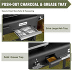 Propane Gas Griddle Charcoal Grill Combo Flat Top Griddle W/Dual Lids & 2 Side Shelves Dual Fuel BBQ Grill for Outdoor Barbecue