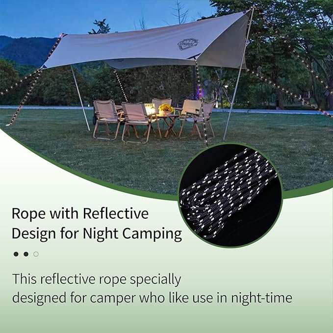 CONBOLA Camping Rope 1/8" Adjustable Rope Hanger & Pulley System with Metal Gear Heavy Duty Ratchet Tie Down Straps Camping Accessories for Tents, Tarps & Kayaks,Durable Paracord Rope for Grow Light.
