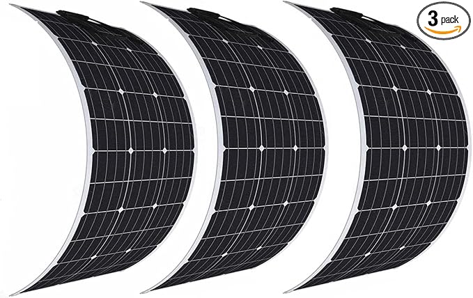 300W Flexible Solar Panels 3x100W 12V Monocrystalline Cell for Battery Charge Marine RV Trailer Boat Cabin Van Car Uneven Surfaces