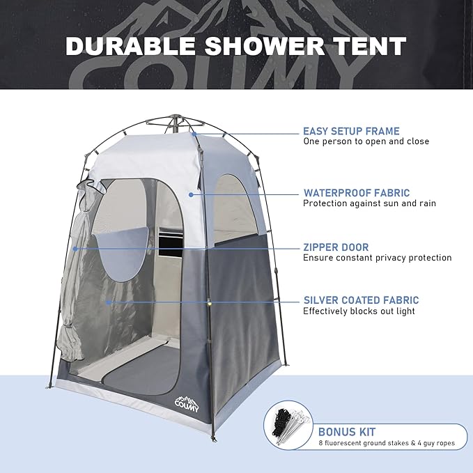 Instant Camping Shower Tent, Privacy Shelter, Portable Outdoor Sun Shelter for Camping Beach Hiking Fishing, 1 Room/2 Rooms