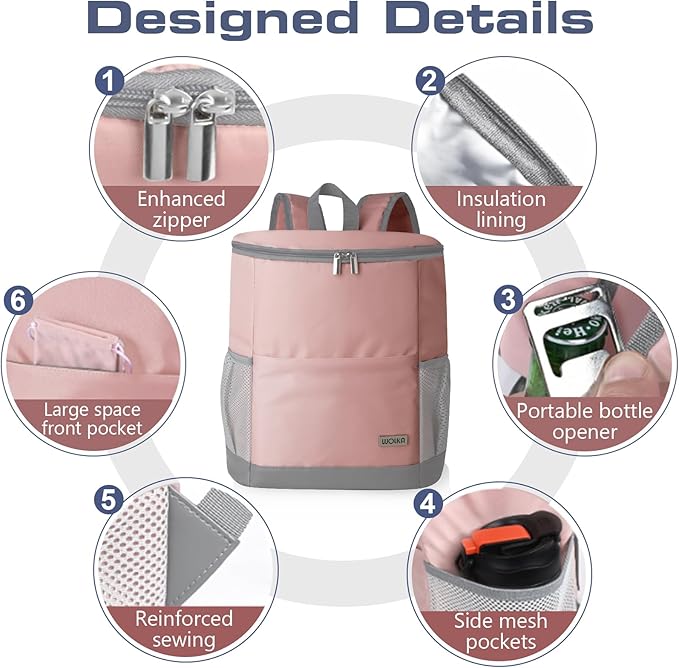 Insulated Cooler Backpack Outdoor - Leak Proof Backpack Cooler 30 Cans, Waterproof Lightweight Cooler Bag for 12h Hot/Cold Retention - Soft Cooler for Travel, Camping, Beach, Lunch