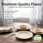 Raj Palm Leaf Plates [50-Pack] 10" Round Plates like Bamboo plates Disposable, Strong, Decorative Compostable Tableware for wedding, Lunch, Dinner, Birthday, Camping, Outdoor BBQ, Picnic…
