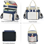LOKASS Lunch Box for Women/Men-16L-Insulated Lunch Bag, Expandable Double-layer Leakproof Cooler Bag with Upgrade Adjustable Shoulder Strap Ideal for Work/Travel/Picnics（Dark Blue）