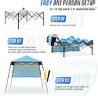 EAGLE PEAK 8x8 Pop Up Canopy Tent with Sidewall, Compact, Portable Slant Leg Instant Sun Shelter for Beach, Sports, & Camping, 8x8 Base 6x6 Top, Green Blue Stripe
