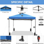 GDY 12x12 Pop Up Canopy Patio Carpas, One Push Set up with Central Lock Canopy with Wheeled Carry Bag, Included 4 Sandbaogs,8 Stakes and 4 Ropes, Blue