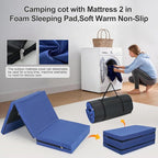 ABORON Camping Cot with 2in Memory Foam Trifold Mattress, 900LBS Heavy Duty Sleeping Cot for Adults, Extra Wide Sleeping Cot, 1200D Double Layer Oxford Cot for Camping, Guest, Office Nap