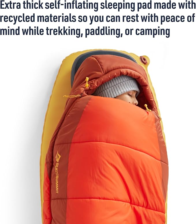 Sea to Summit Pursuit Plus Extra-Thick Self-Inflating Sleeping Mat for Camping and Backpacking, Tapered - Large (78 x 25 x 3 inches)