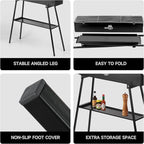 WILLBBQ Charcoal Grills Commercial Quality Portable Hibachi BBQ Lamb Skewer Folded Camping Barbecue Grill for Backyard Outdoor Cooking Use (31.5x7.2x5.2 inch), BLACK