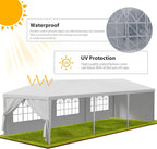 Smartxchoices 10' x 30' Outdoor Waterproof Gazebo Canopy Tent with Removable Sidewalls and Windows Heavy Duty Tent for Party Wedding Events Beach BBQ, White