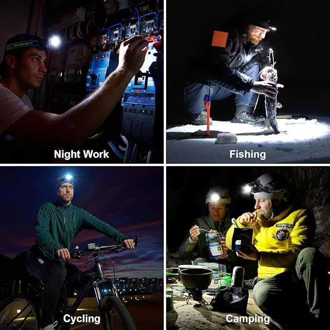 1Pack Rechargeable Headlamp Super Bright, 99000 Lumens LED Head Lamp with 3 Modes, 90°Angle & Adjustable Focus Head Lights for Forehead, IPX6 Waterproof HeadLamps for Adults Camping Hiking