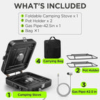 Propane Gas Stove, 17500 BTU, 2 Burner Folding Portable Camping Stove with Carrying Bag, Built to Last, Camp Stove for Camping, Car Travel, Yard Parties, Outdoor Cooking, Backpacking Grill Propane