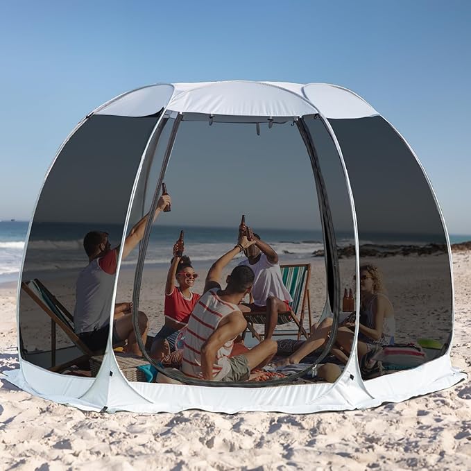 Alvantor Pop Up Screen House Gazebo with Mosquito Netting, Instant UV Resistant Sun Shelter for Patio & Backyard, Portable Canopy Tent for 2-10 Person