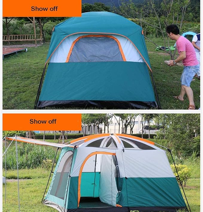Family Tunnel Tent Large Dome Tent with Extra Large Sleeping Compartments and Vestibule Camping Hiking Tent for Family, Festival, Mountaineering