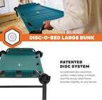 Disc-O-Bed Portable Cam-O-Bunk Bed Large 2 Adult Sleeping Cot for Camping, Green