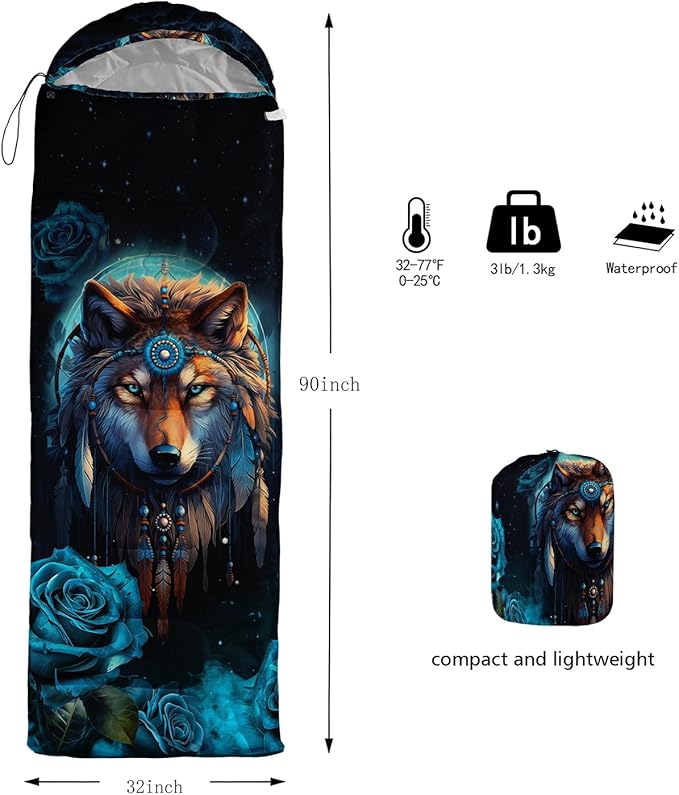 HOSIMA Dear Hunting Pattern Cold Weather Sleeping Bags for Kids Adults,Black Light Weight Waterproof Sleeping Bags for Outdoors Hiking.