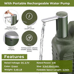 5 Gallon Portable Container with Touch Control Pump & Spigot, BPA Free Leak proof Storage Tank for Outdoor, Hiking, Backpacking, Camping