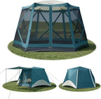 Instant Tents for Camping Pop Up Screen Tent with Floor, 6 Person Large Family Camping Tent with Rainfly and Porch, Easy 60S Setup Hub Tent for Outdoor Picnic Backyard, 11.5x10x6.83FT