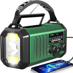 Emergency Radio Hand Crank Solar, AM/FM/NOAA Weather Radio Built-in 20000mah Battery Powered,Type-C Charger,Flashlight, Reading Light,SOS, Compact & Portable for Camping/Emergencies Green